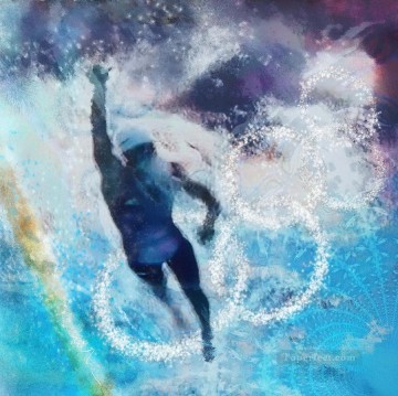 impresionistas de natación olímpica Pinturas al óleo